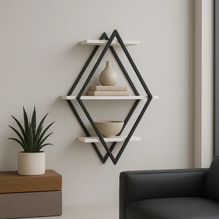 Nicho Diamante Estilo Industrial Para Parede Base de Ferro Tampo Madeira em Oferta na Shopee