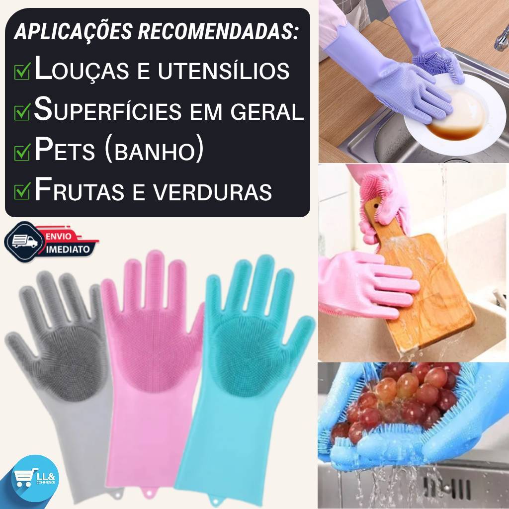 Luva de Silicone para Lavar Louça – Multiuso Cozinha Banheiro com ...