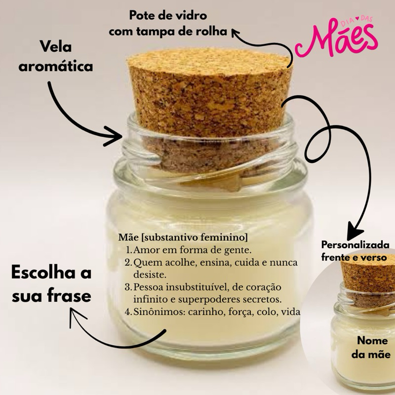Vela aromática com Mensagem – Presente  para Mãe, dia das mães, lembrançinha, aniversário em Oferta na Shopee