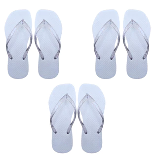Kit 20 Pares Chinelo Feminino Correia de Glitter Bico Quadrado