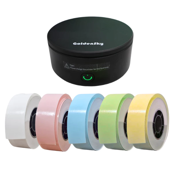 Impressora Térmica Etiqueta Colorida Portátil 15mm + Rolo Etiqueta segmentada/contínua Ou kit 3rolos