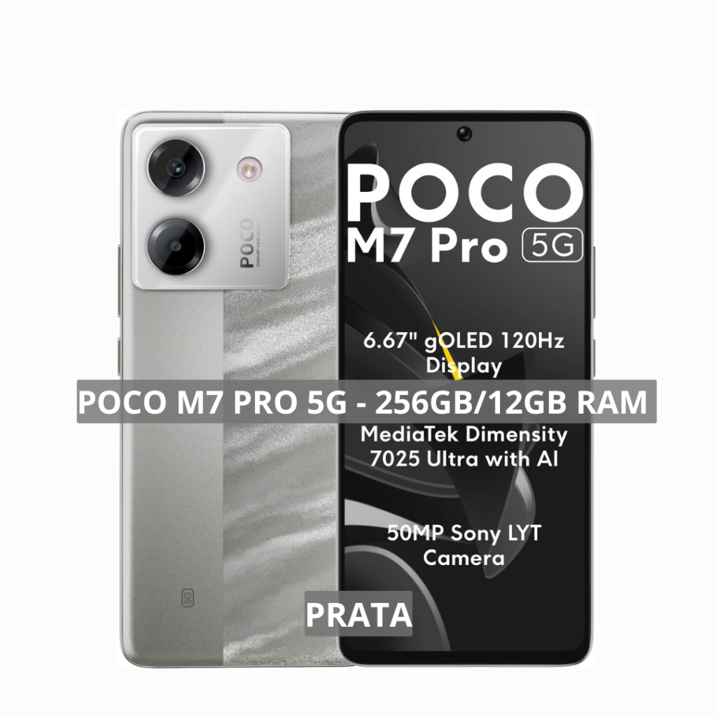 POCO M7 Pro 5G, 256GB/12GB RAM, Câmera 50MP, Processador Dimensity