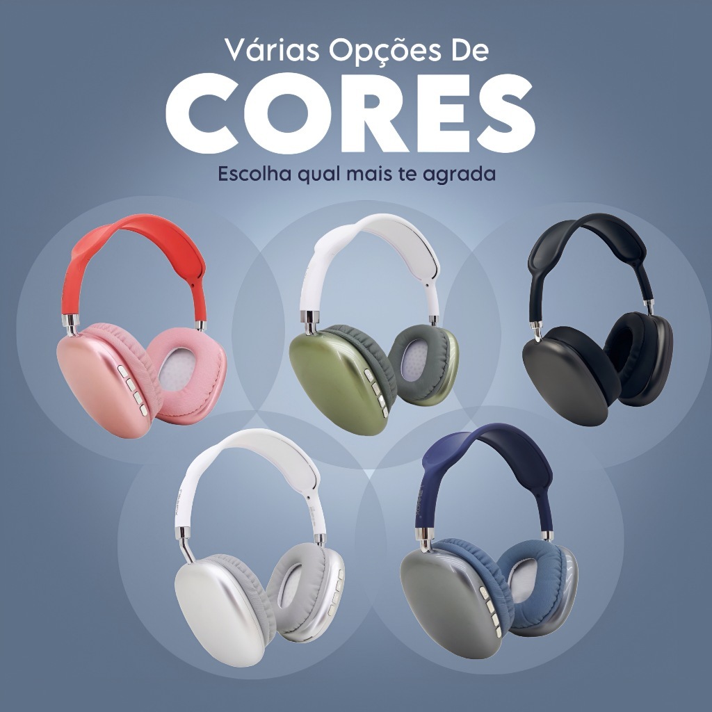 kit com 3 unidades fone de ouvido Bluetooth P9 Sem Fio Headphone Air ...