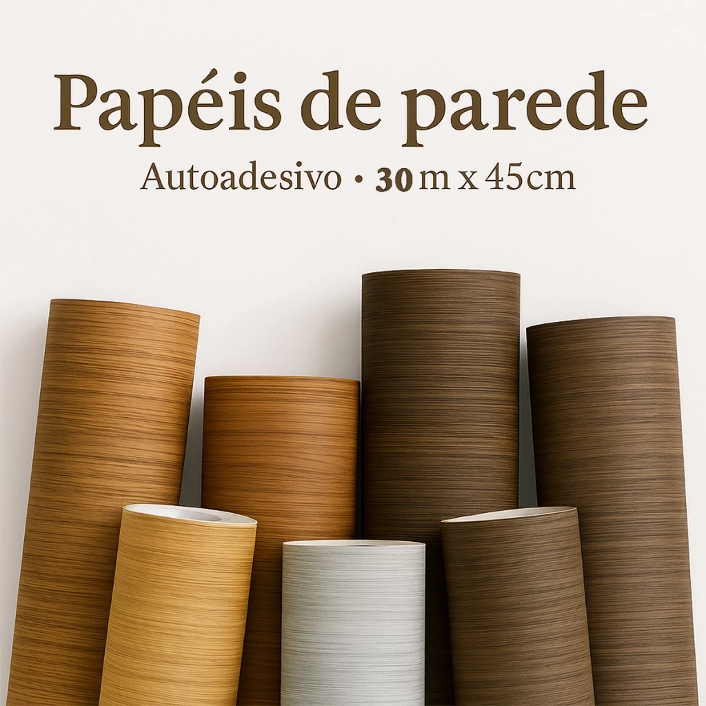 Papel de Parede Adesivo 3D Tijolo Madeira Marmore