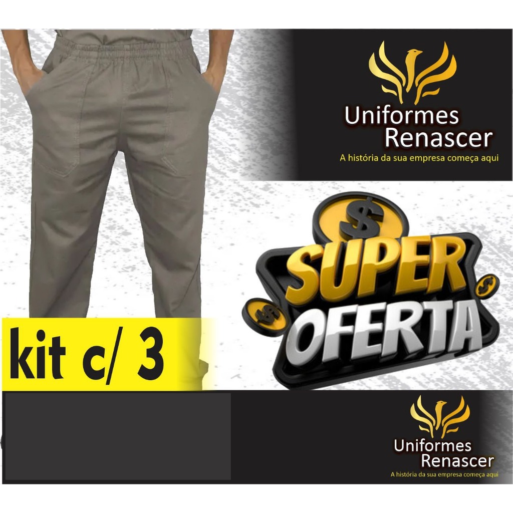• KIT DE 3 CALÇAS DE SARJA BRIM REFORÇADAS USO PROFISSIONAL