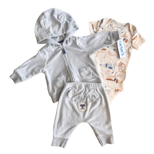 TRIO CARTERS CONJUNTO ATOALHADO AZUL - RN/3M/6M/9M/12M | Shopee Brasil