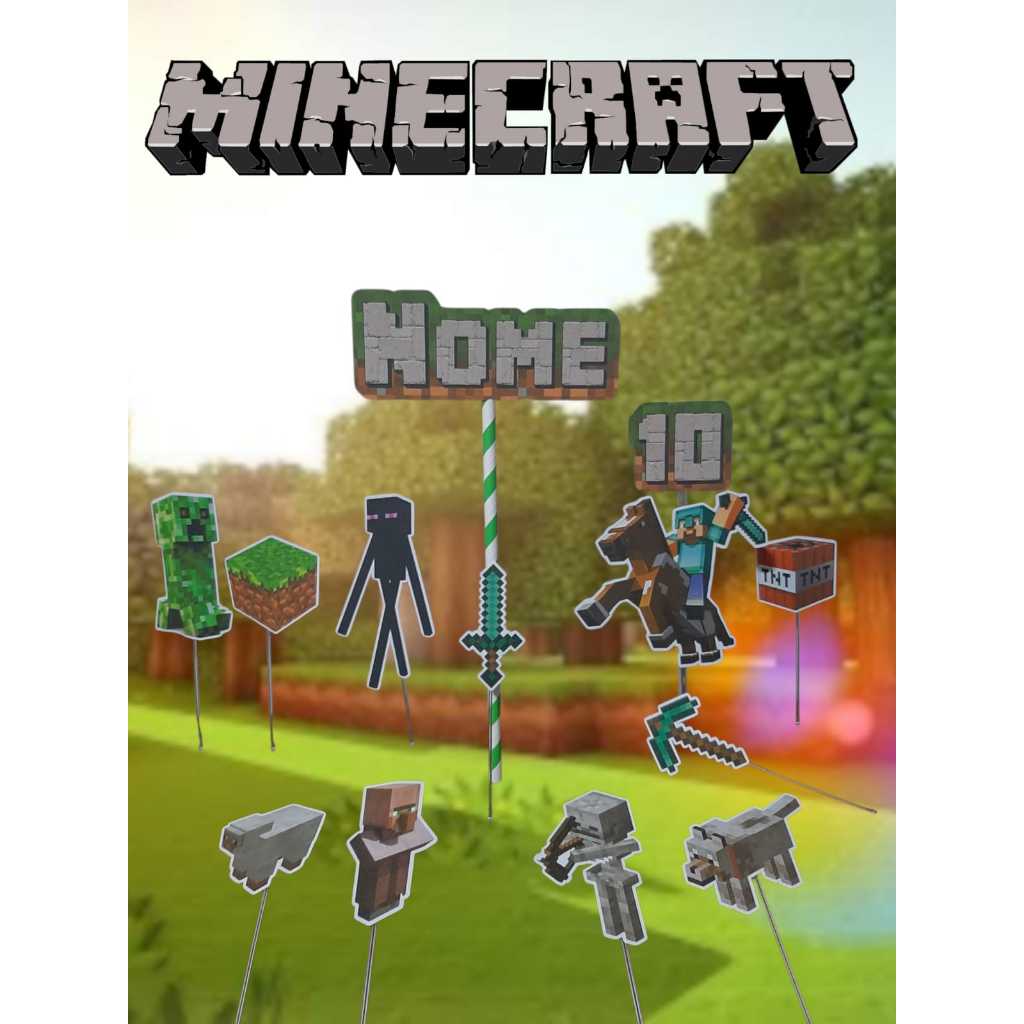 Topo Minecraft personalizado/Decoração Minecraft/Festa Minecraft ...