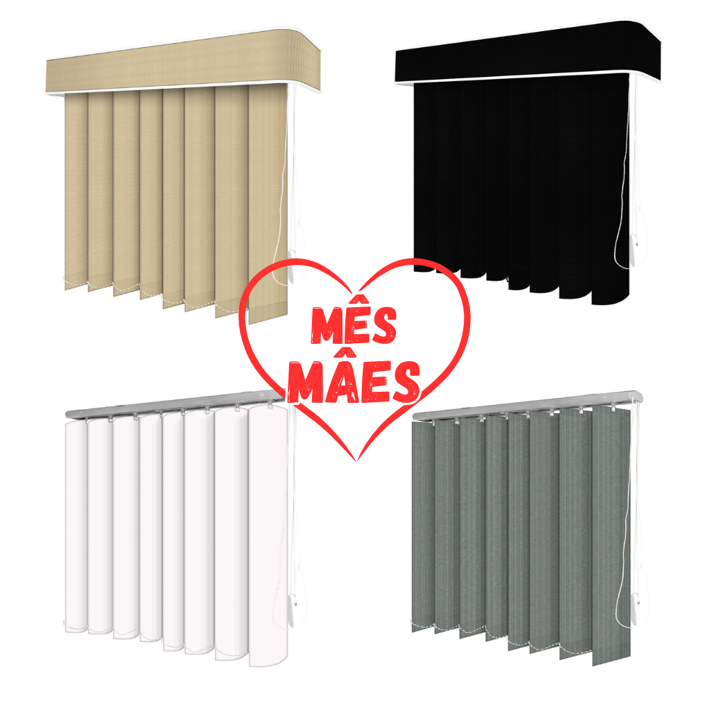 Persiana Vertical Blackout PVC Tecido Janela Quarto Sala Branca Cinza ...