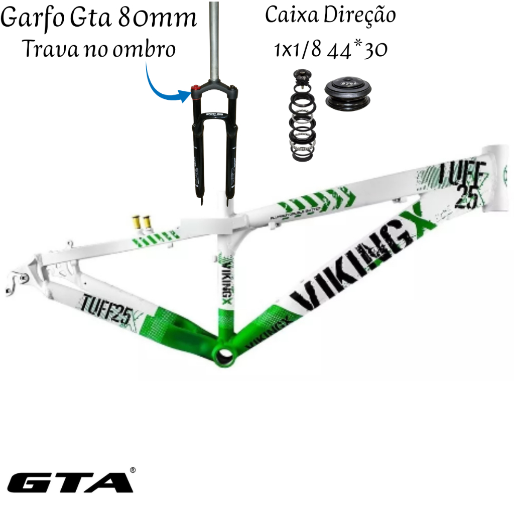 Quadro 26 VikingX T-25 Mtb + Garfo C/Trava Ombro Ajuste Preload +