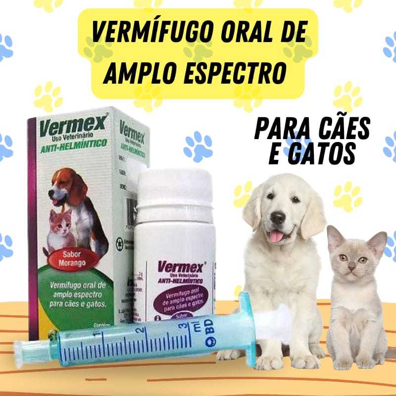 Vermífugo Líquido Para Cachorros Gatos Filhotes Vermex 20ml - Líquido ...