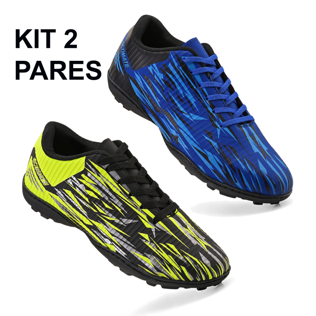 KIT 2 pares de Chuteira Society Costurada Reforçada Chuteira de