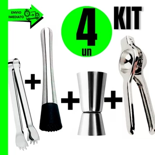Combo 4 Pçs Pegador de Gelo + Socador + Dosador Duplo + Espremedor