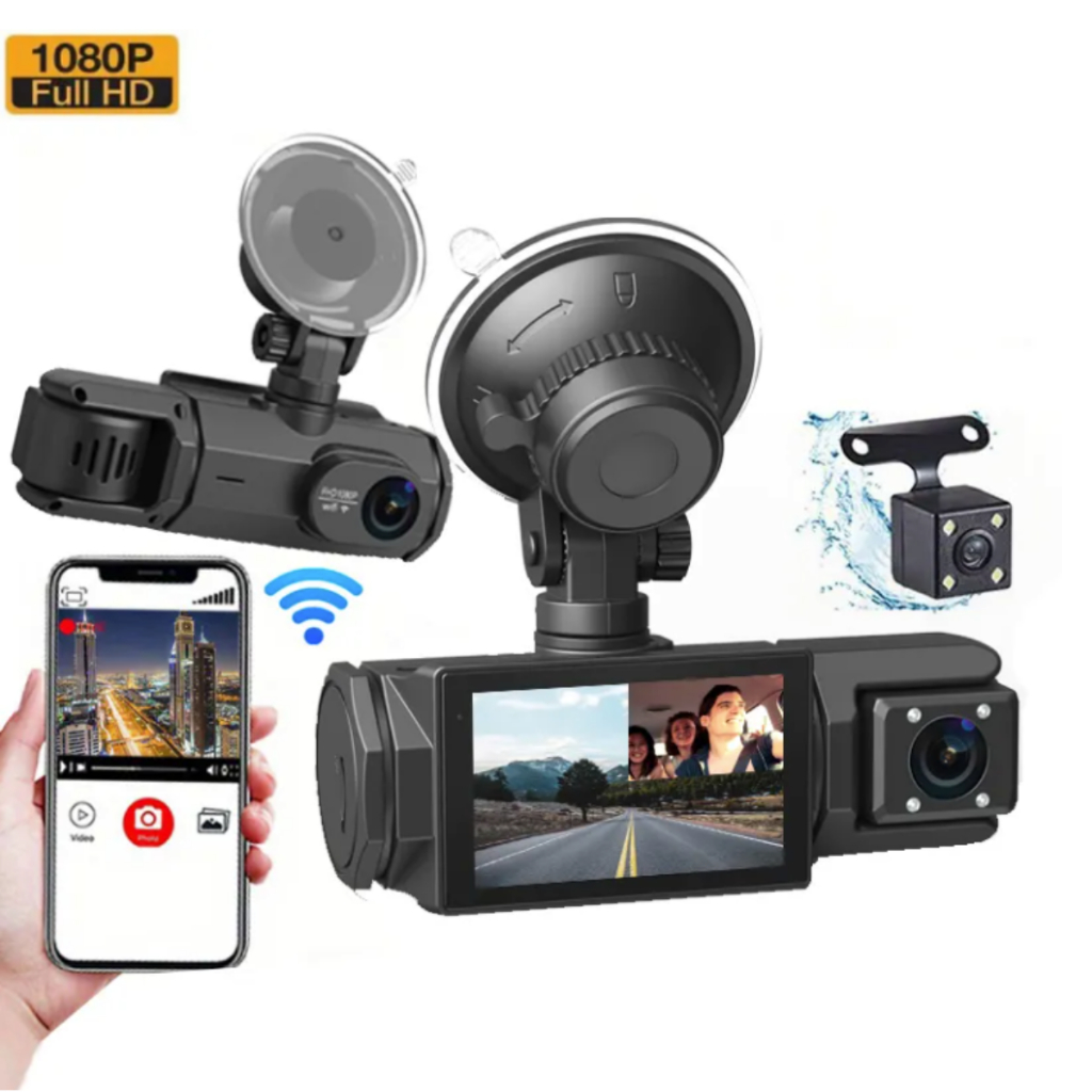Câmera Veicular 1080p Wifi e 3 Canais Para Frente / Traseira | Shopee ...