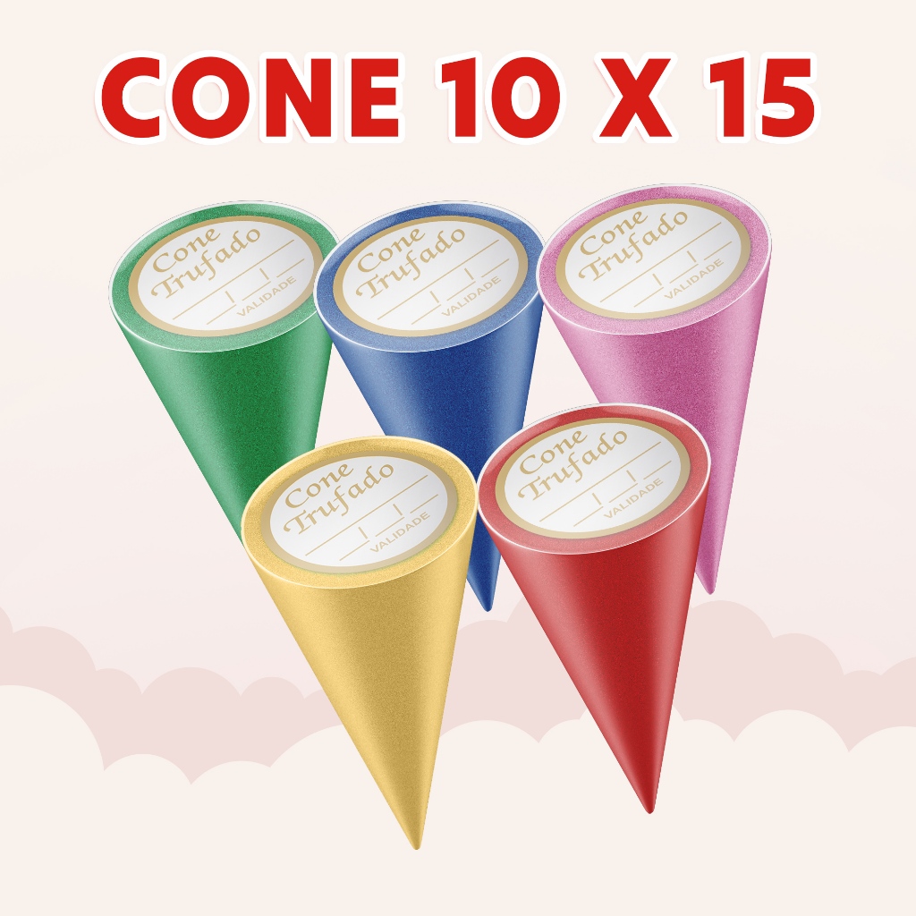 50-250 Embalagem para Cone Liso 10x15 COM ETIQUETA Metalizado | Shopee ...