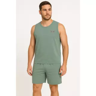 Pijama Masculino  Regata De verão Curto de dormir confotável em Oferta na Shopee
