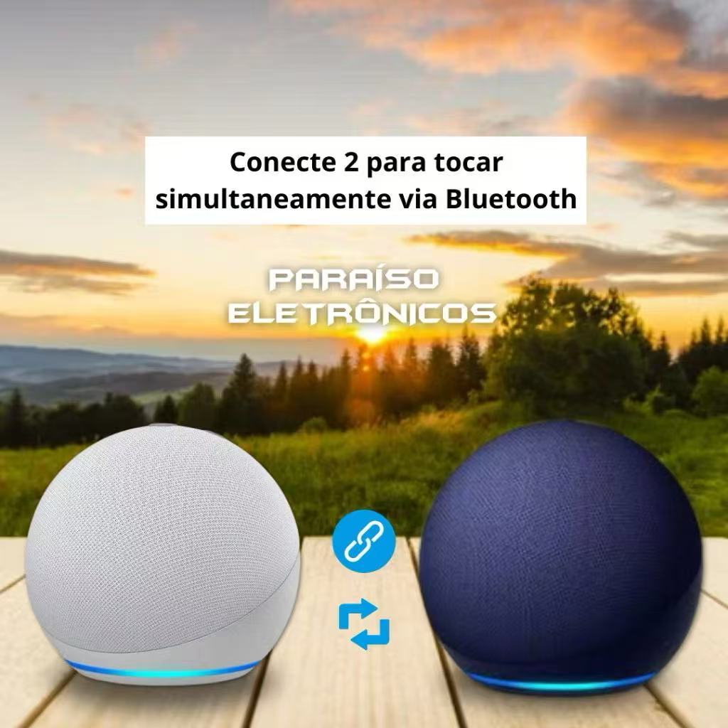 ORIGINAL-Caixa de Som Bluetooth 5W com LED Colorido Portátil Compatível com Alexa Rádio FM e USB