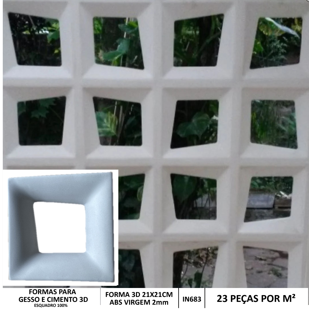 2 Fôrma 3d Cobogó Ravena Dupla Face 21x21cm Abs 2mm Elemento Vazado 683 ...