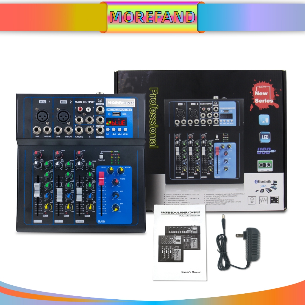 Professional 4-Channel Portable Sound Mixer Console Computer Input 48v ...