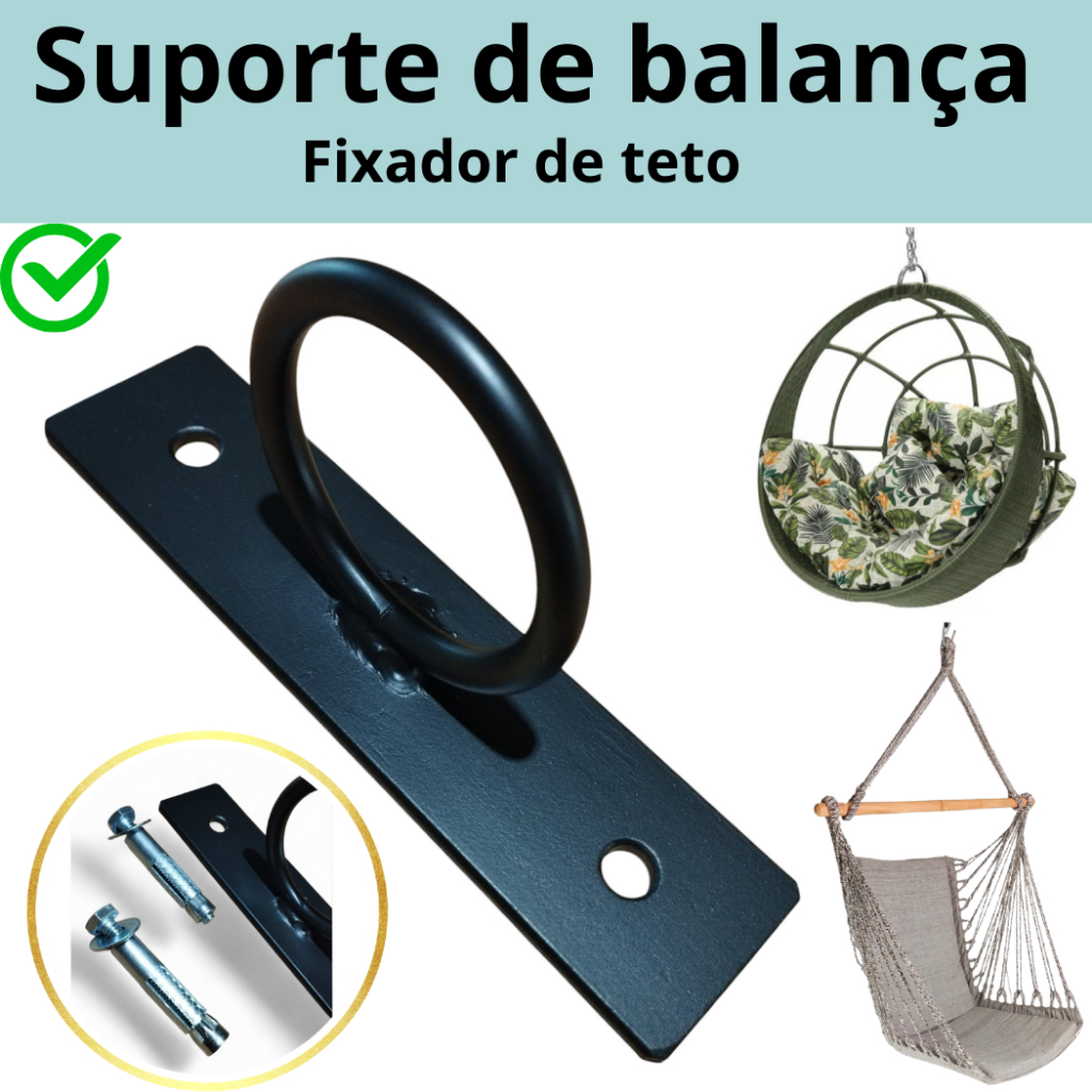 2 Kit Suporte Teto Parede Balanço Rope Columpio Fita Trx Com Parafuso ...
