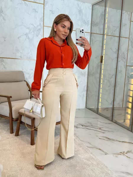 Camisa feminina social de manga longa