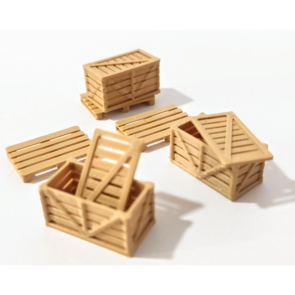 3 mini pallets e 3 caixas 1:87 de transporte e armazenamento 1/87 paletes ferromodelismo trem dioramas