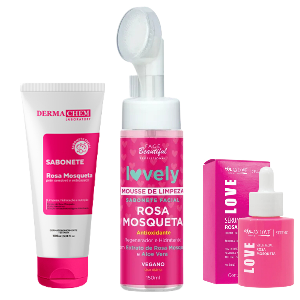 ✩クレマ&洗顔セット✩ Kit Beyoung Básico Skincare e Make Dourado 3 Produtos em Promoção