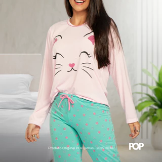 Pijama Feminino Longo de Inverno Conjunto Calça Blusa de Frio Bichinhos Fofinhos POPijamas Blogueira em Oferta na Shopee