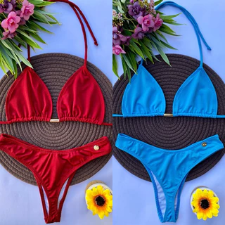 biquíni asa delta feminino cintura alta moda praia em Oferta na Shopee