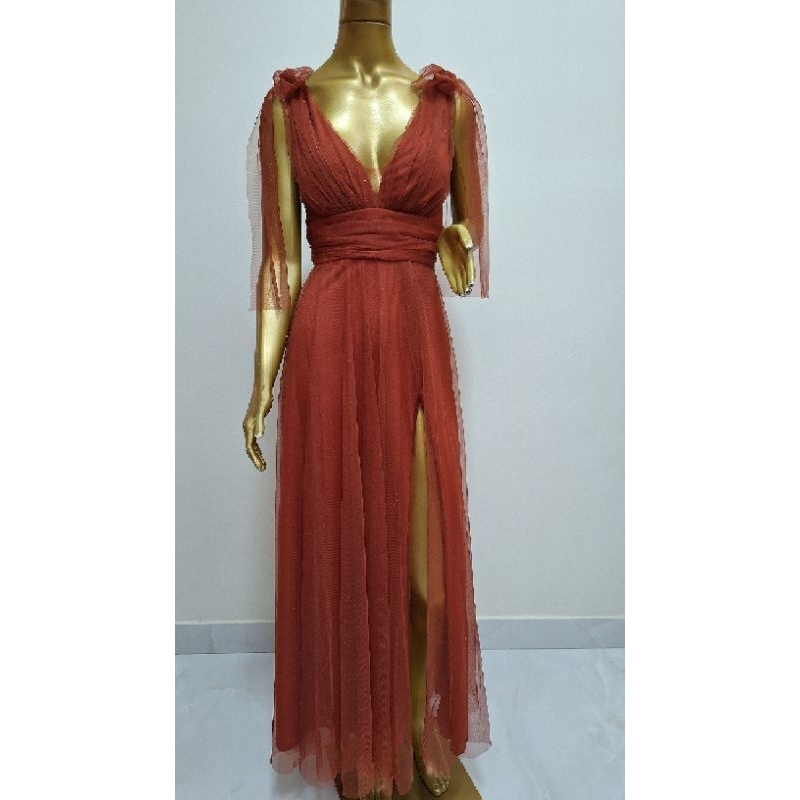 Vestido madrinha convidada terracota, laranja queimado, cor telha ...