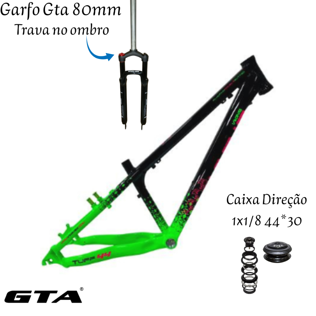 Quadro 26 Viking Dirt J Tuff 44+Garfo C/Trava Ombro Ajuste Preload