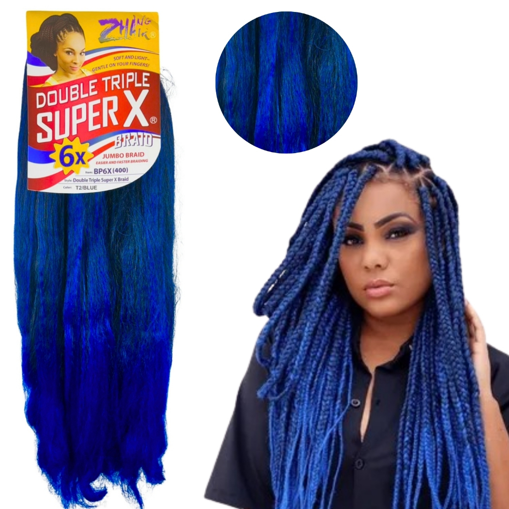 Cabelo Jumbo Super X Cor T2/Blue Trança 400g Sintético | Shopee Brasil