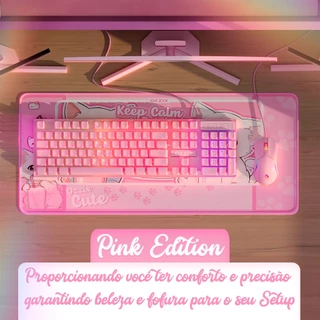 Mouse Gamer Rosa LED RGB 8000DPI com Software Programável Sensor Gamer Profissional Fofinho Feminino Presente Fade Ozzix