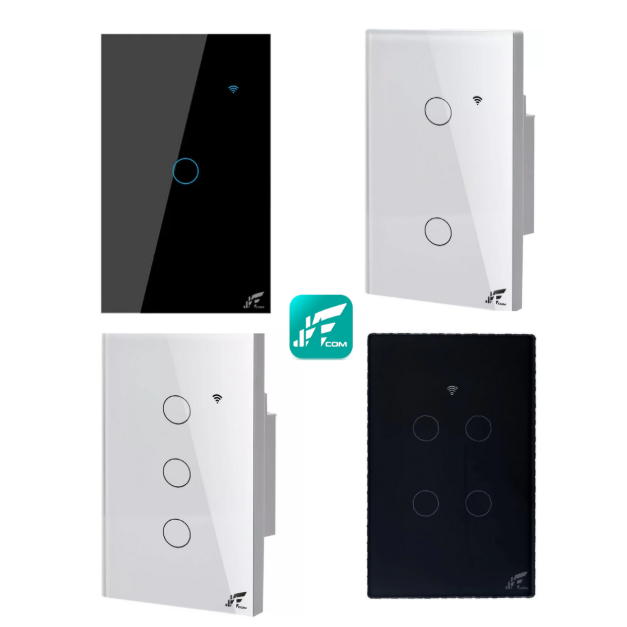 Interruptor Inteligente WiFi Touch 1/2/3/4 Botões Com RF 433mHz Compativel Com Alexa Google Tuya Smart Life JWCOM