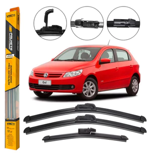 Kit Palhetas para Limpador de Parabrisa Dianteiro + Traseiro Gol G5 GV 2008 2009 2010
