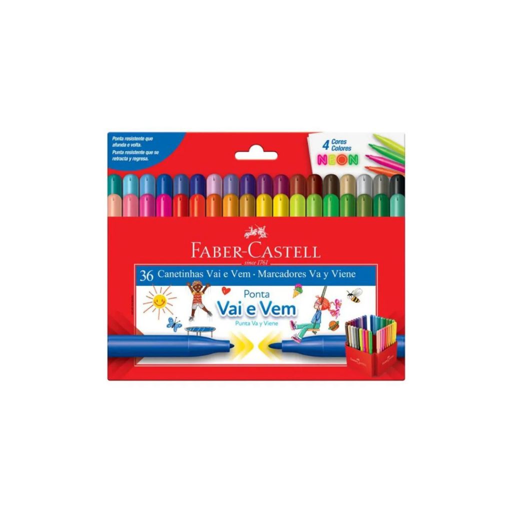 Canetinha Vai E Vem C/36 Cores 4 Cores Neon15.0136VVZF FABER