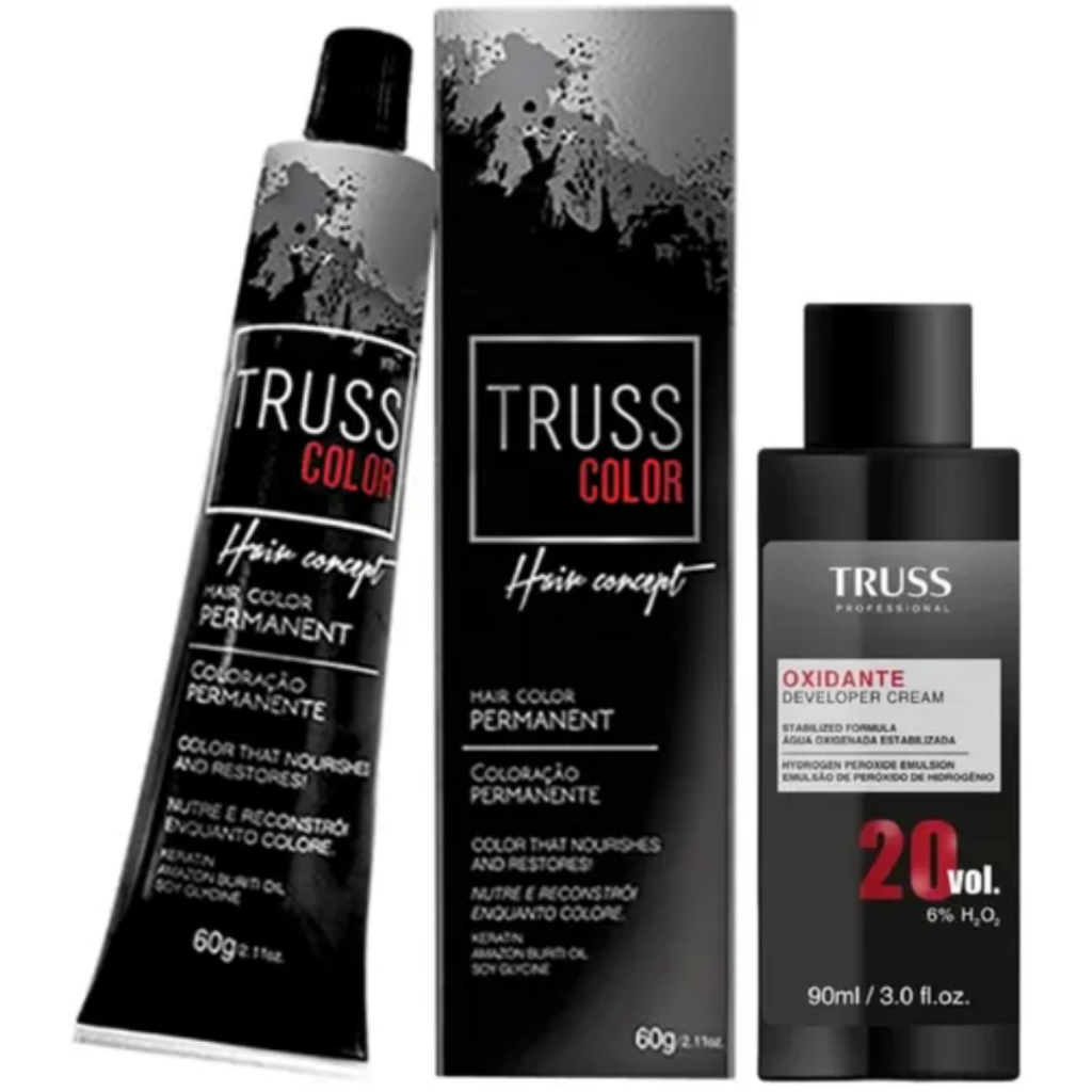 Tinta Permanente Truss Color 60g Alta Fixação + Agua Oxidante 20 ...
