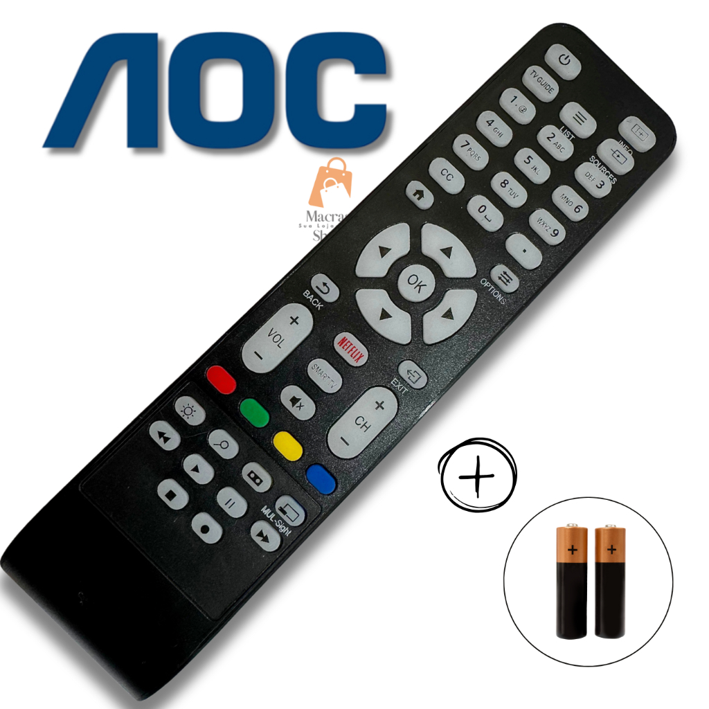 Controle Remoto Compativel AOC Smart TV C/Netflix | Shopee Brasil