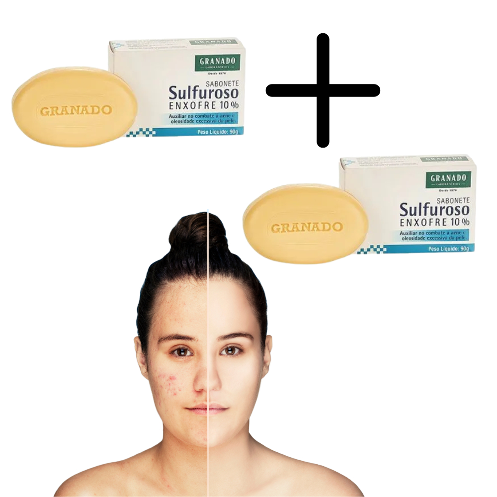 KIT 2 Sabonete em Barra Sulfuroso Granado 90g Acne Oleosidade Enxofre ...