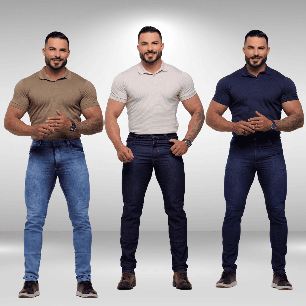 Kit 3 Calças Jeans Masculina Tradicional com Eslastano Slim