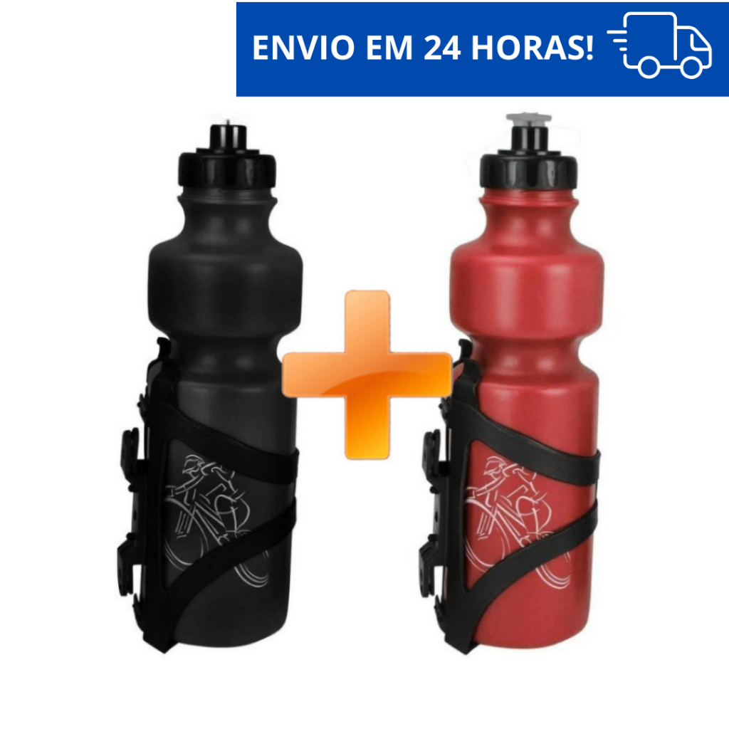 2 x Garrafas Caramanhola 750ml + Suporte Para Garrafa Bicicleta Mountain Bike Cores