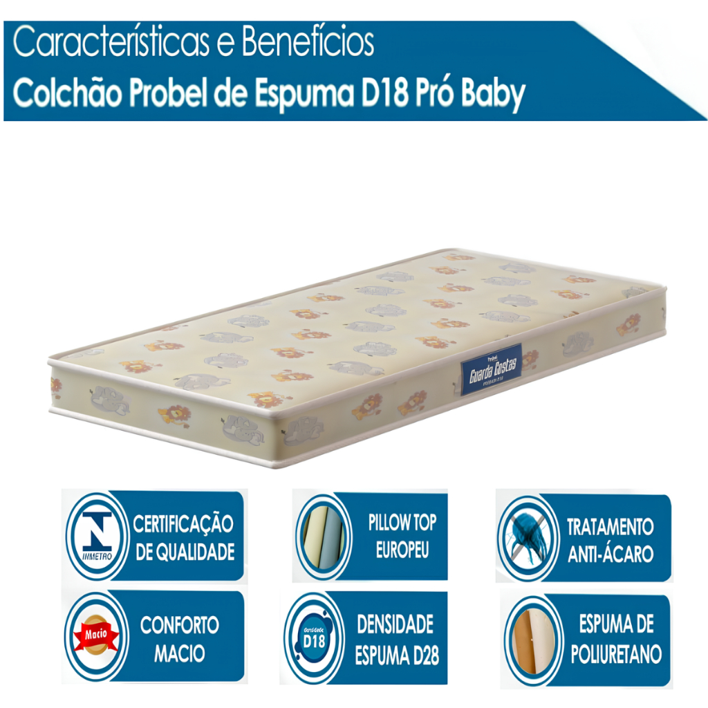 Colchão Para Berço Americano Impermeável D18 Probel 130x70 | Shopee Brasil