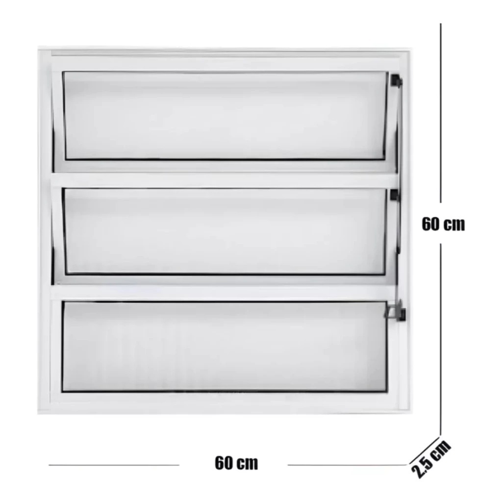 Janela de Banheiro 60x60 Branco Basculante com vidro completo. | Shopee ...