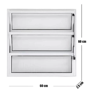 Janela de Banheiro 60x60 Branco Basculante com vidro completo.