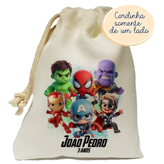 Saquinho Vingadores Personalizado com Nome e Idade