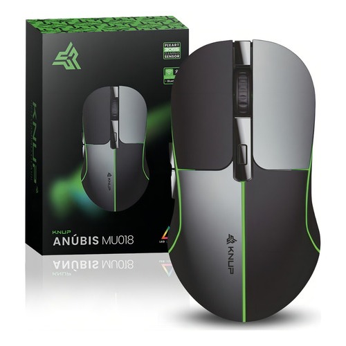 Mouse Gamer Sem Fio Wireless Usb Bluetooth 1600 Dpi Led Rgb Cor Preto/Cinza