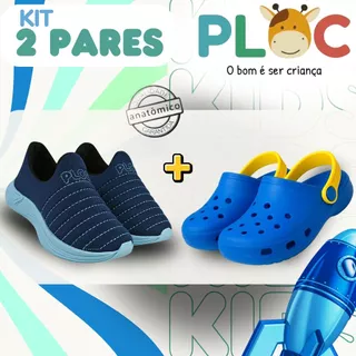 Kit 2 Pares: Tênis Calce Fácil Colors Ploc + Bab Azul em Oferta na Shopee