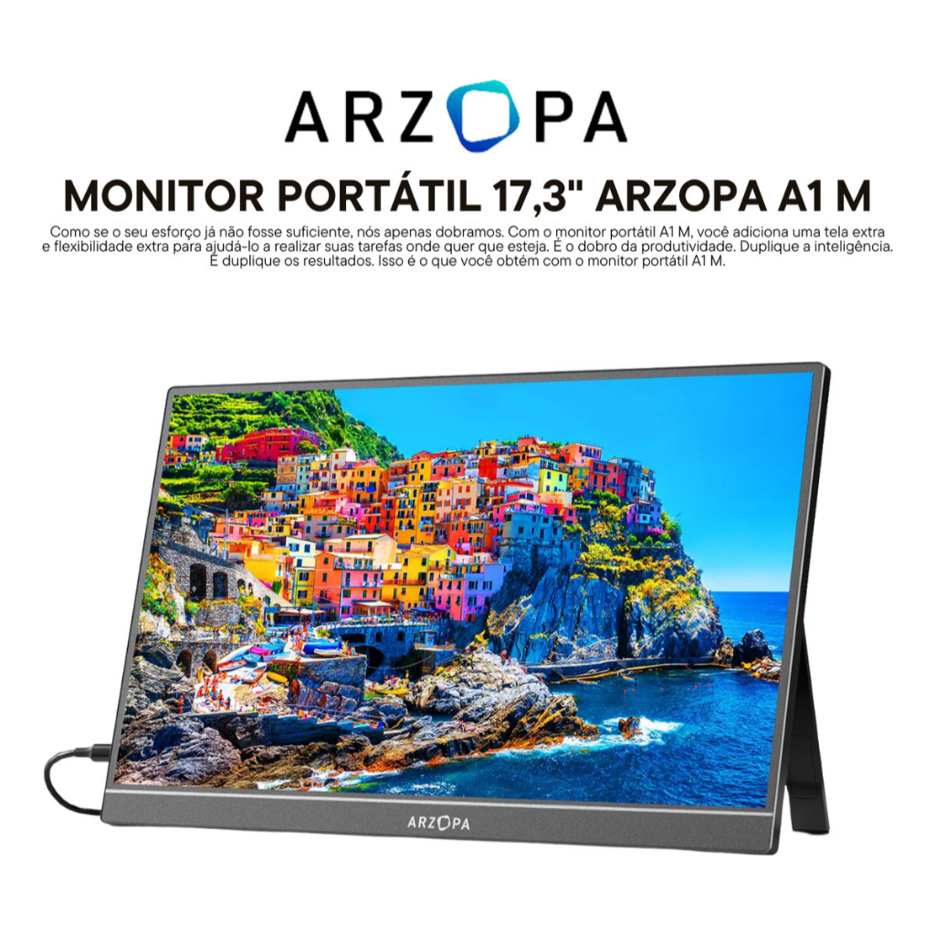 Monitor Portátil 17,3'' ultrafino HDR10 FHD 1920x1080 com 2 alto ...