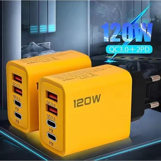 Carregador Turbo 120w 4 Portas Usb | Tipo C Rápido Compatível com Todos Os Aparelhos