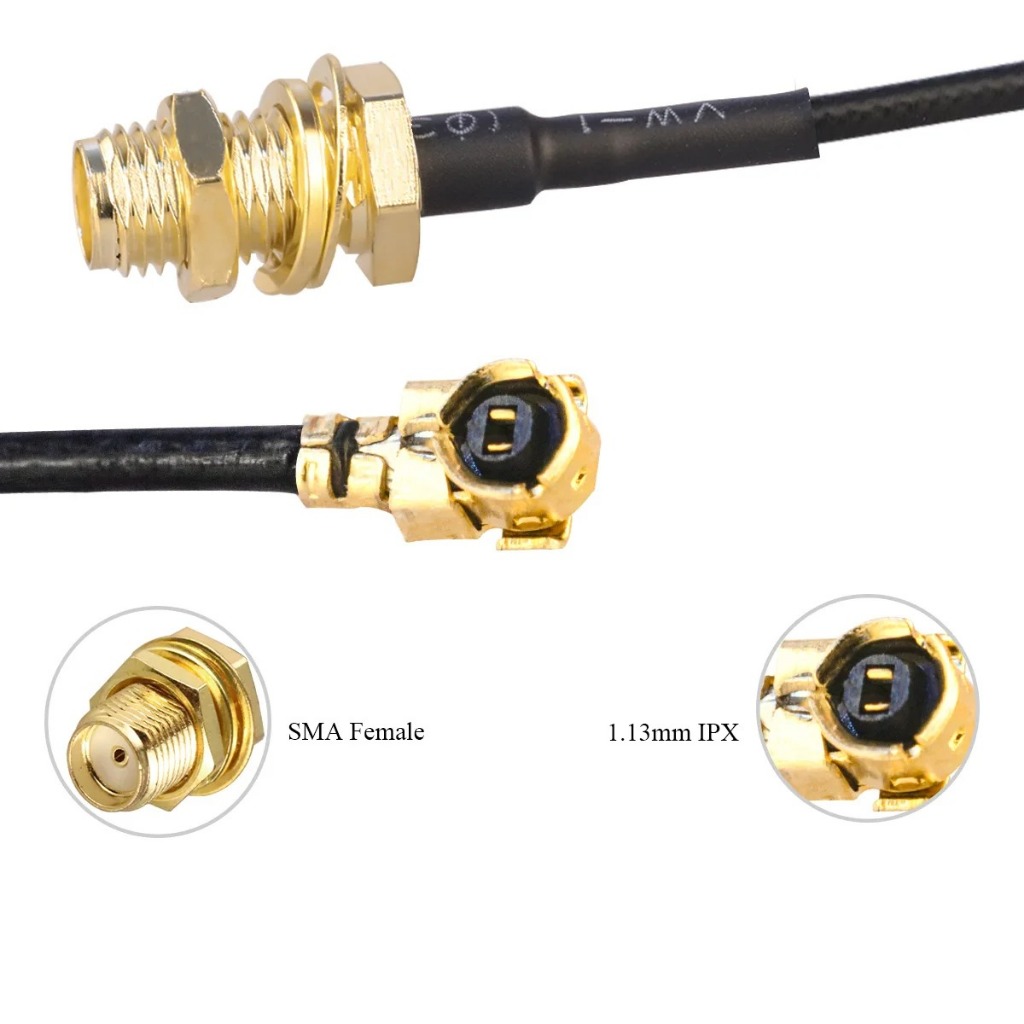 Cabos Adaptadores IPX para SMA - Extensão RF 1.13mm, Conector IPX/UFL para SMA Fêmea, para Antenas WiFi 2.4ghz