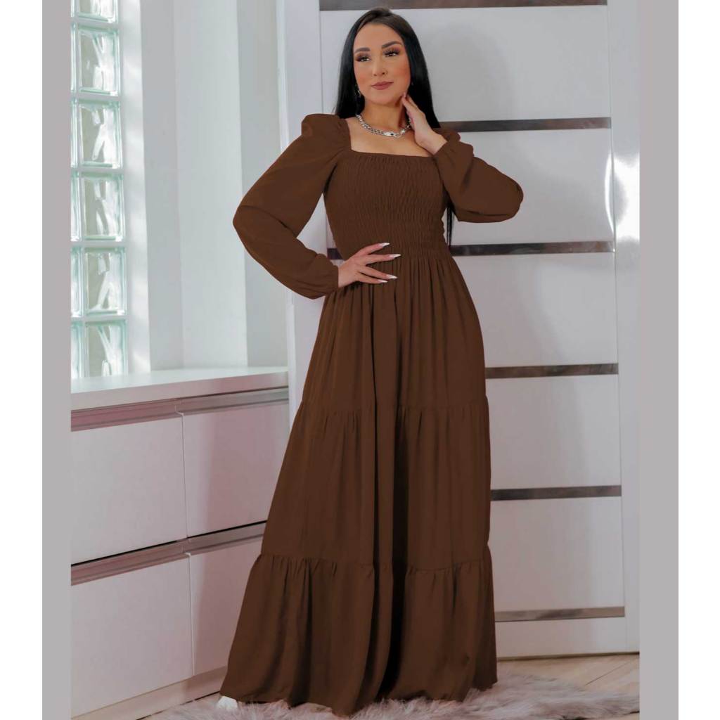 Vestido Marrom Longo na Black Friday 2025 | BuscaProdutos